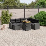 vidaXL Set mobilier de grădină cu perne, 8 piese, negru, poliratan vidaXL Set mobilier de grădină cu perne, 8 piese, negru, poliratan