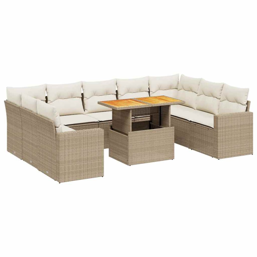 vidaXL Set canapele de grădină cu perne, 10 piese, bej, poliratan