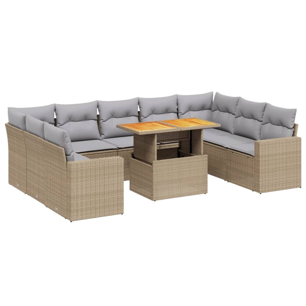 vidaXL Set canapele de grădină cu perne, 10 piese, bej, poliratan