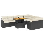 vidaXL Set canapele de grădină cu perne, 10 piese, negru, poliratan
