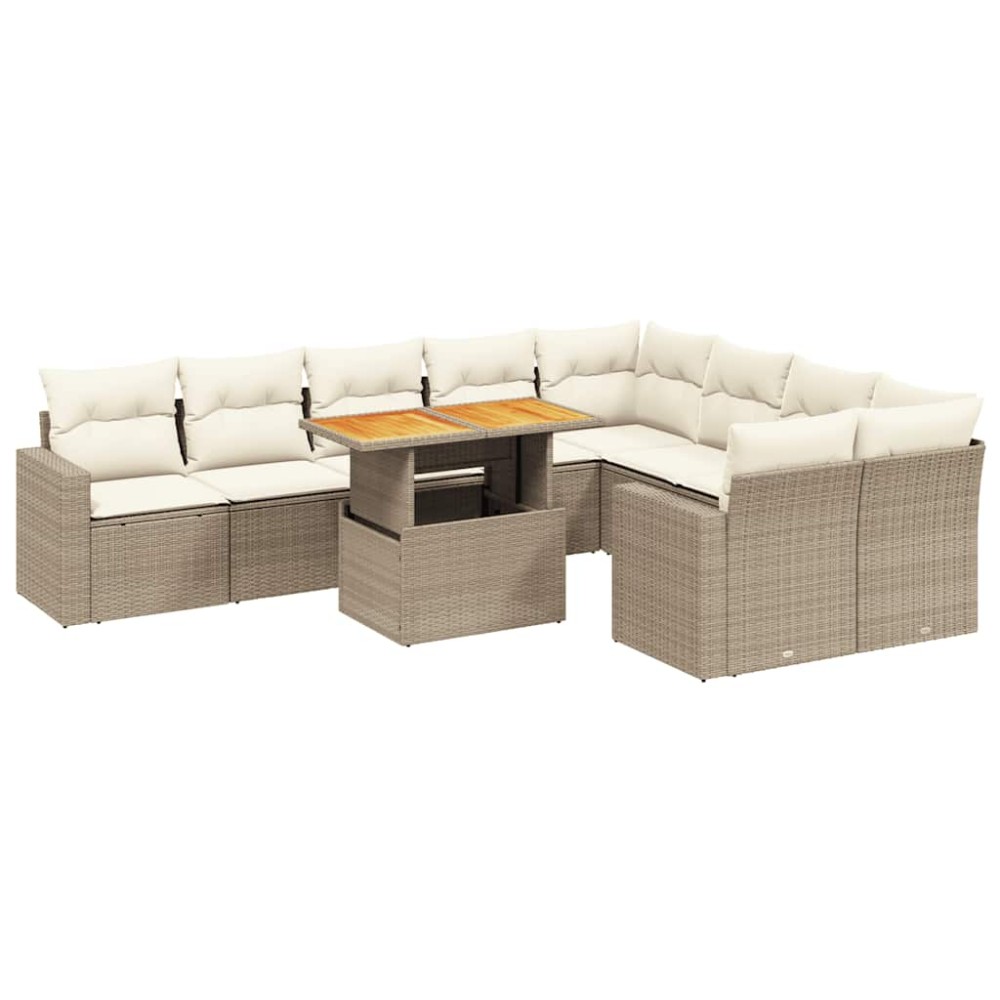 vidaXL Set canapele de grădină cu perne, 10 piese, bej, poliratan