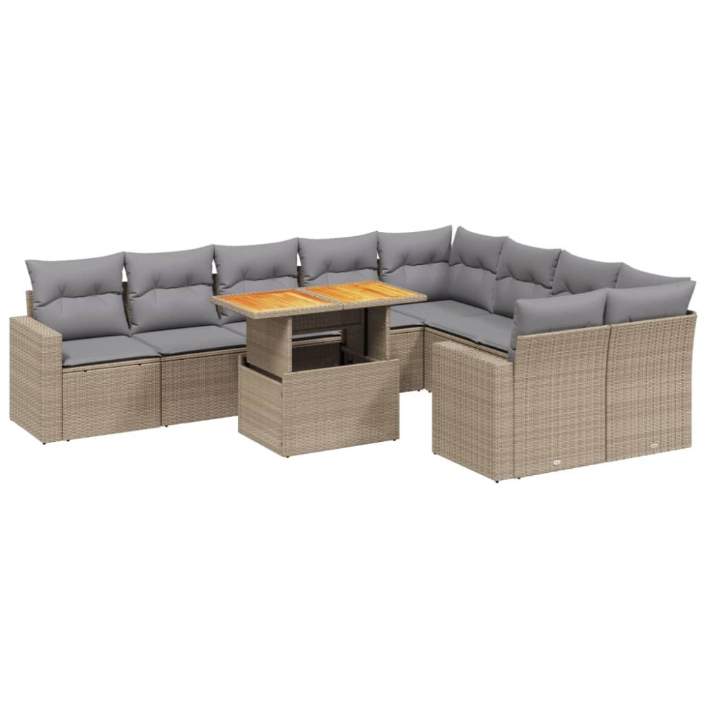 vidaXL Set canapele de grădină cu perne, 10 piese, bej, poliratan