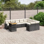 vidaXL Set canapele de grădină cu perne, 10 piese, negru, poliratan