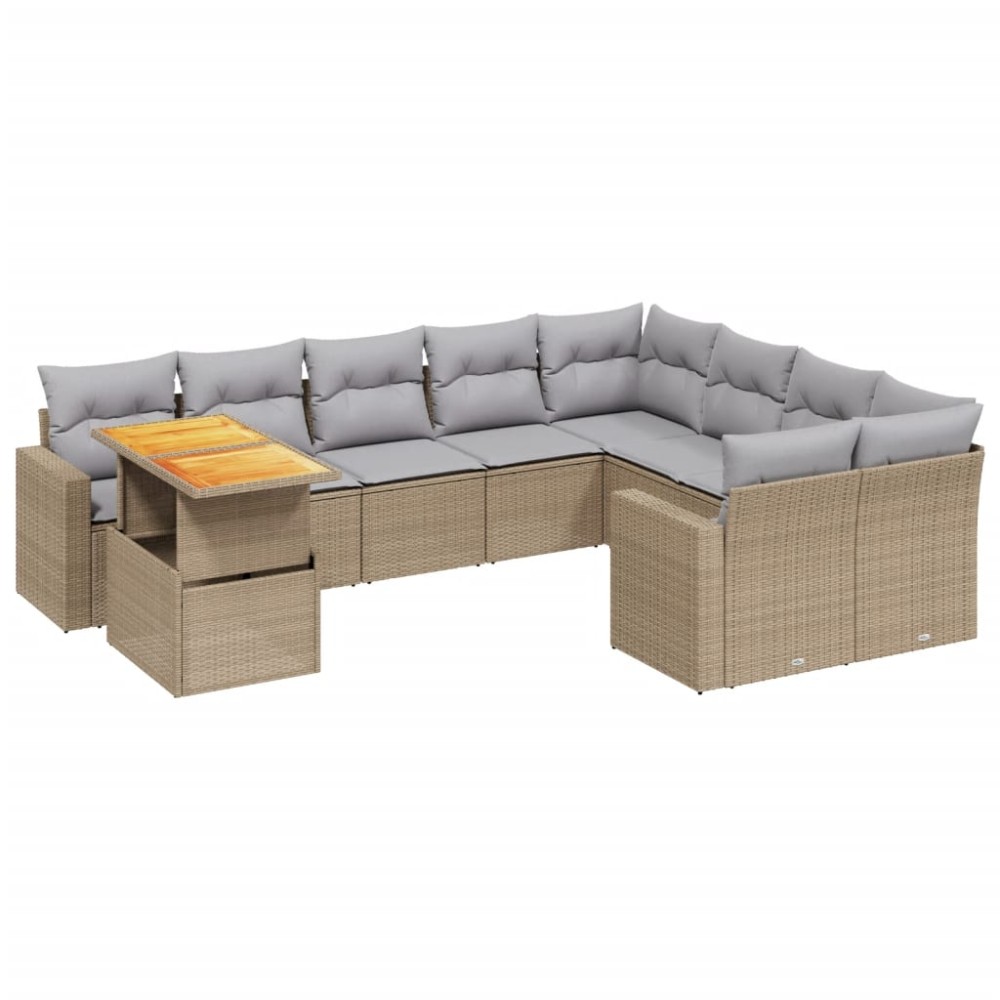 vidaXL Set canapele de grădină cu perne, 10 piese, bej, poliratan