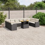 vidaXL Set canapele de grădină cu perne, 11 piese, negru, poliratan vidaXL Set canapele de grădină cu perne, 11 piese, negru, poliratan