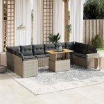 vidaXL Set canapele de grădină cu perne, 11 piese, gri, poliratan vidaXL Set canapele de grădină cu perne, 11 piese, gri, poliratan