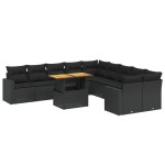 vidaXL Set canapele de grădină cu perne, 11 piese, negru, poliratan