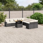 vidaXL Set canapele de grădină cu perne, 11 piese, negru, poliratan vidaXL Set canapele de grădină cu perne, 11 piese, negru, poliratan