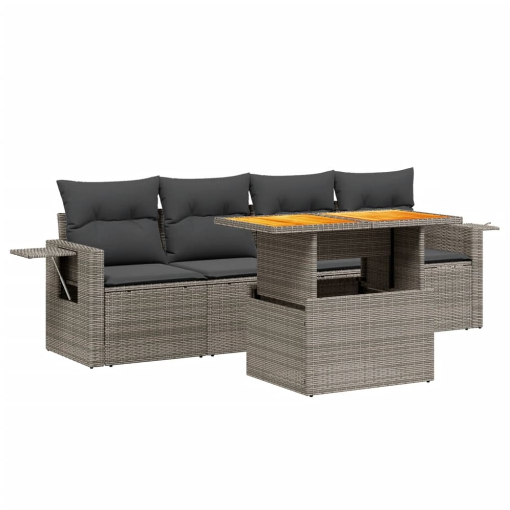 vidaXL Set canapele de grădină cu perne, 5 piese, bej, poliratan