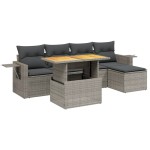 vidaXL Set mobilier grădină cu perne, 6 piese, gri, poliratan