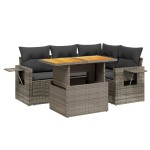 vidaXL Set canapea de grădină cu perne, 5 piese, gri, poliratan vidaXL Set canapea de grădină cu perne, 5 piese, gri, poliratan