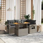 vidaXL Set canapea de grădină cu perne, 5 piese, gri, poliratan vidaXL Set canapea de grădină cu perne, 5 piese, gri, poliratan