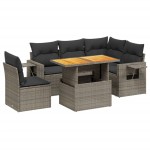vidaXL Set mobilier grădină cu perne, 6 piese, gri, poliratan vidaXL Set mobilier grădină cu perne, 6 piese, gri, poliratan