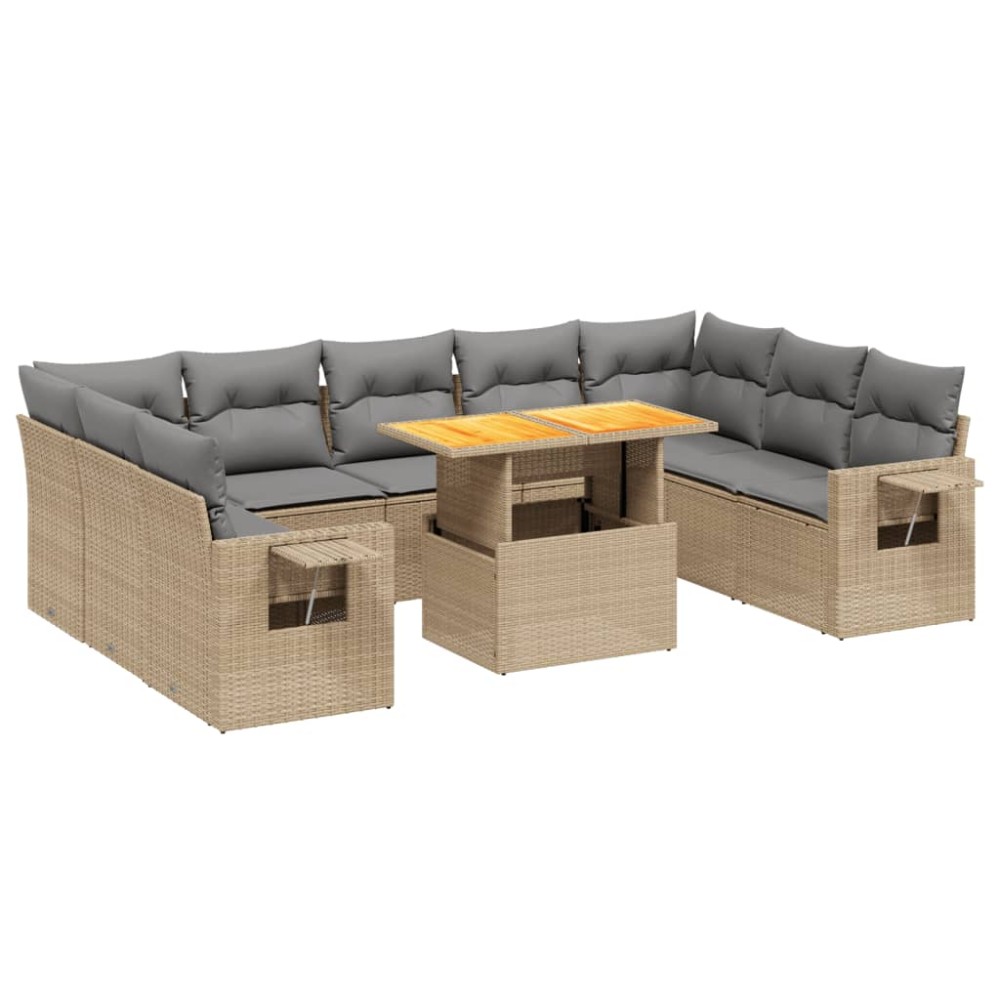 vidaXL Set canapele de grădină cu perne, 10 piese, bej, poliratan
