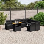 vidaXL Set canapele de grădină cu perne, 10 piese, negru, poliratan vidaXL Set canapele de grădină cu perne, 10 piese, negru, poliratan