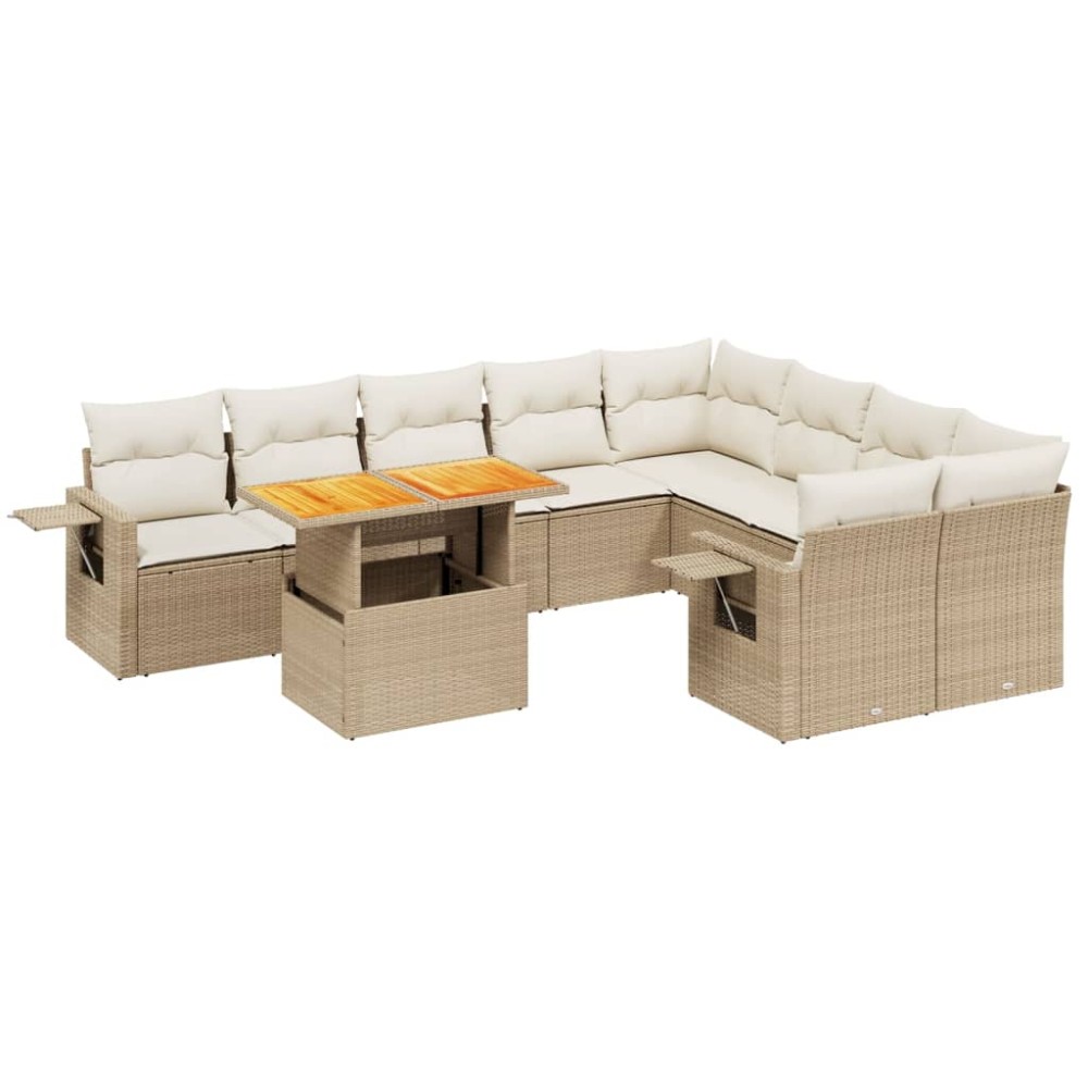 vidaXL Set canapele de grădină cu perne, 10 piese, bej, poliratan