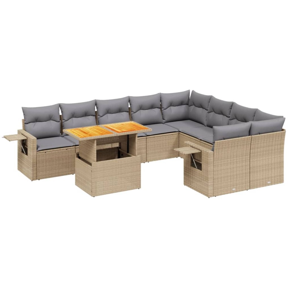 vidaXL Set canapele de grădină cu perne, 10 piese, bej, poliratan