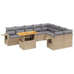 vidaXL Set canapele de grădină cu perne, 10 piese, bej, poliratan
