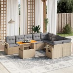 vidaXL Set canapele de grădină cu perne, 10 piese, bej, poliratan