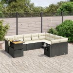 vidaXL Set canapele de grădină cu perne, 10 piese, negru, poliratan vidaXL Set canapele de grădină cu perne, 10 piese, negru, poliratan