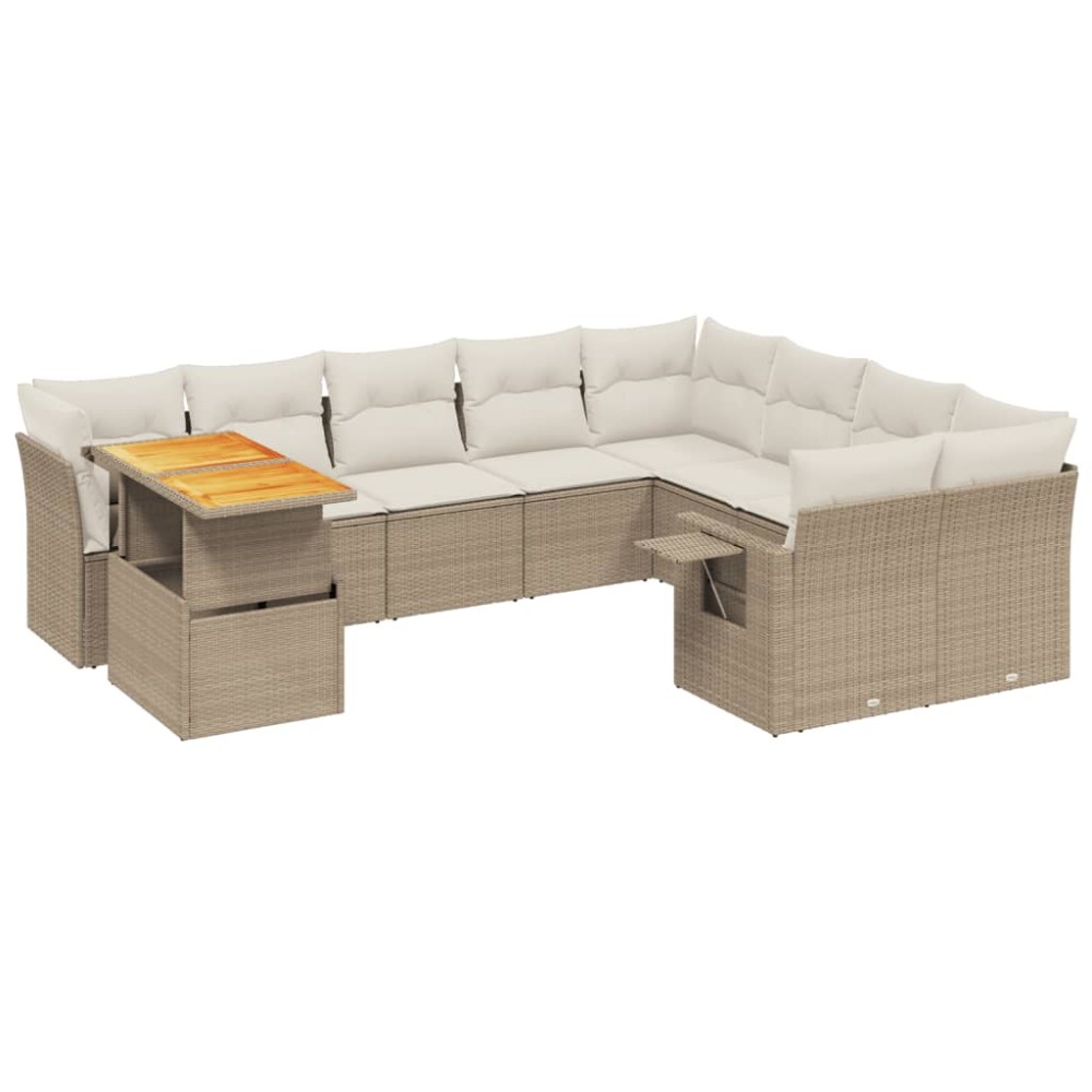 vidaXL Set canapele de grădină cu perne, 10 piese, bej, poliratan