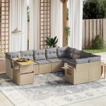 vidaXL Set canapele de grădină cu perne, 10 piese, bej, poliratan
