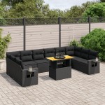 vidaXL Set canapele de grădină cu perne, 11 piese, negru, poliratan vidaXL Set canapele de grădină cu perne, 11 piese, negru, poliratan