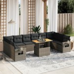 vidaXL Set canapele de grădină cu perne, 11 piese, gri, poliratan vidaXL Set canapele de grădină cu perne, 11 piese, gri, poliratan