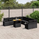 vidaXL Set canapele de grădină cu perne, 11 piese, negru, poliratan vidaXL Set canapele de grădină cu perne, 11 piese, negru, poliratan