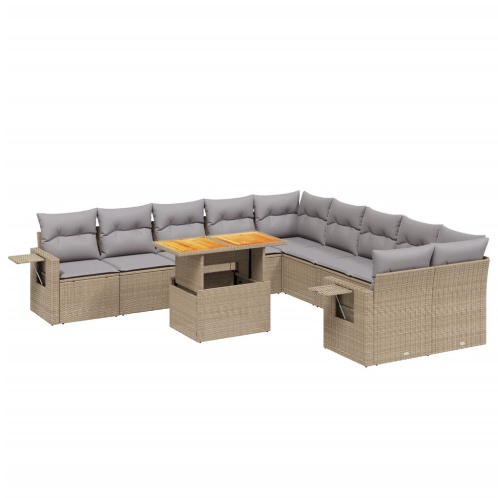 vidaXL Set canapele de grădină cu perne, 11 piese, bej, poliratan