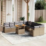 vidaXL Set canapele de grădină cu perne, 11 piese, bej, poliratan vidaXL Set canapele de grădină cu perne, 11 piese, bej, poliratan
