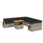 vidaXL Set canapele de grădină cu perne, 11 piese, gri, poliratan