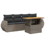 vidaXL Set canapea de grădină cu perne, 5 piese, gri, poliratan vidaXL Set canapea de grădină cu perne, 5 piese, gri, poliratan