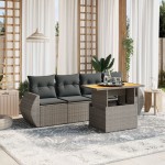 vidaXL Set canapea de grădină cu perne, 5 piese, gri, poliratan vidaXL Set canapea de grădină cu perne, 5 piese, gri, poliratan