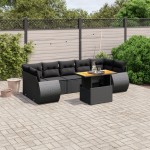 vidaXL Set mobilier de grădină cu perne, 8 piese, negru, poliratan vidaXL Set mobilier de grădină cu perne, 8 piese, negru, poliratan