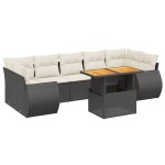 vidaXL Set mobilier de grădină cu perne, 8 piese, negru, poliratan