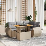 vidaXL Set canapele de grădină cu perne, 5 piese, bej, poliratan vidaXL Set canapele de grădină cu perne, 5 piese, bej, poliratan