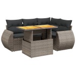 vidaXL Set canapea de grădină cu perne, 5 piese, gri, poliratan vidaXL Set canapea de grădină cu perne, 5 piese, gri, poliratan