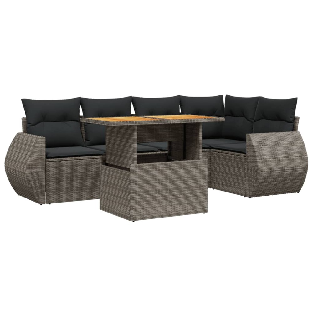 vidaXL Set mobilier grădină cu perne, 6 piese, gri, poliratan