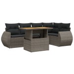 vidaXL Set mobilier grădină cu perne, 6 piese, gri, poliratan