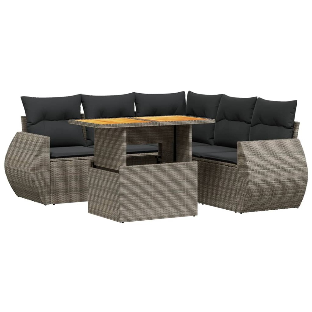 vidaXL Set mobilier grădină cu perne, 6 piese, gri, poliratan
