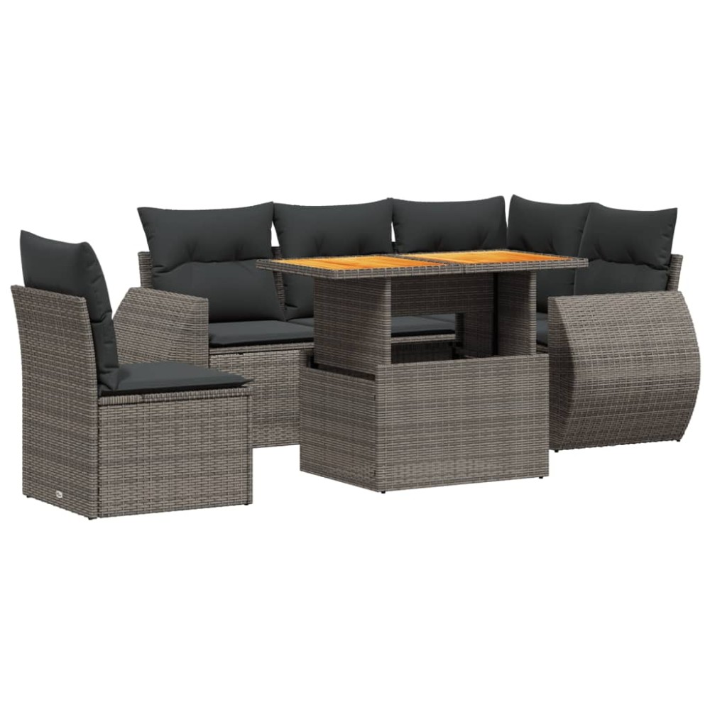 vidaXL Set mobilier grădină cu perne, 6 piese, gri, poliratan