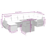 vidaXL Set mobilier de grădină cu perne, 8 piese, negru, poliratan