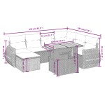 vidaXL Set mobilier de grădină cu perne, 8 piese, negru, poliratan