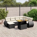 vidaXL Set mobilier de grădină cu perne, 8 piese, negru, poliratan vidaXL Set mobilier de grădină cu perne, 8 piese, negru, poliratan