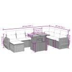vidaXL Set mobilier de grădină cu perne, 9 piese, negru, poliratan