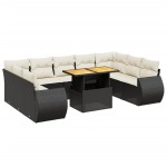 vidaXL Set canapele de grădină cu perne, 10 piese, negru, poliratan