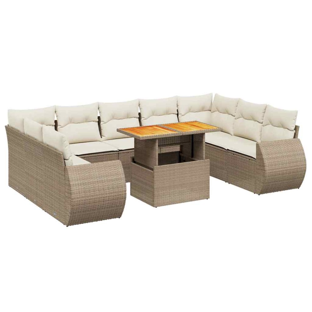 vidaXL Set canapele de grădină cu perne, 10 piese, bej, poliratan