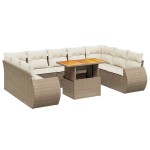 vidaXL Set canapele de grădină cu perne, 10 piese, bej, poliratan