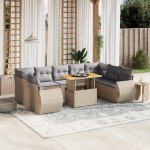 vidaXL Set canapele de grădină cu perne, 10 piese, bej, poliratan